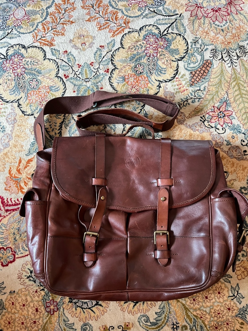 Polo Ralph Loren Men's Brown Leather Messenger/briefcase bag